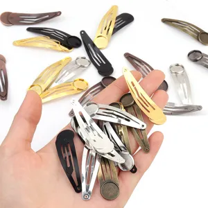 Metal blank bezel hair clips snap hairpins for DIY crafts jewelry making accessories