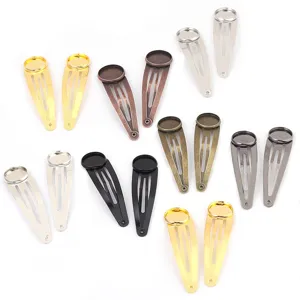 10pcs Metal BB Hair Clip Trays DIY Blank Hairpins Time Gem Base Headwear Accessories