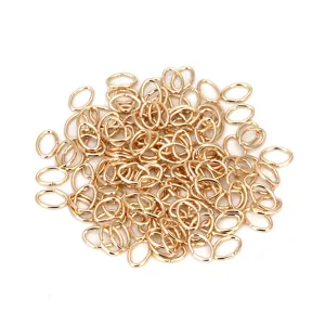 Anellini ovali dorati sfusi, anelli spaccati in metallo per la creazione di gioielli fai da te.