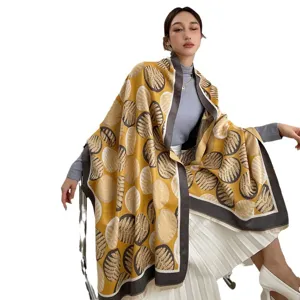 Femme Automne Hiver Épaissi Bicolore Imitation Cachemire Écharpe Mode Châle Chaud