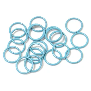 Light blue metal open jump rings, DIY craft jewelry accessories for beading bracelets.