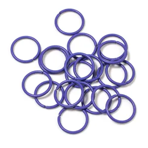Purple metal open jump rings, DIY jewelry making accessories, handmade bead bracelet craft parts.