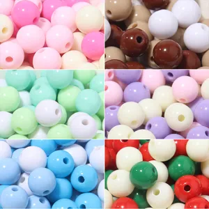Acrylic Round Loose Beads Solid Color Multicolor Macaron Tone Christmas Series For DIY Craft Jewelry Making Accessories