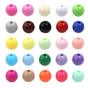 Acrylic Round Beads Solid Color DIY Jewelry Making Loose Beads Colorful Craft Supplies