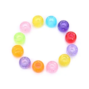 Perline acriliche colorate con foro grande perline sfuse glitterate per creazione gioielli fai da te