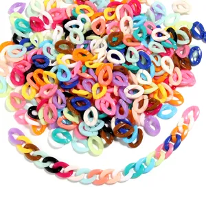 Acrylic Colorful Open Chain Link Plastic Twisted Linking Rings For Bag Chain Keychain DIY Jewelry Making Accessories