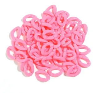 Pink plastic open links acrylic chain DIY jewelry accessories craft components for bags keys