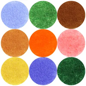 Close-up details of 2mm frosted glass seed beads in multiple colors for DIY handmade crafts.