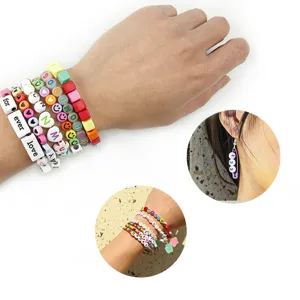DIY colorful acrylic letter symbol beads bracelet jewelry making material detail view