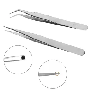 Pinzas de Precisión de Acero Inoxidable Punta Recta Curva DIY Herramientas de Joyería Accesorios de Artesanía Para Cuentas