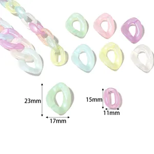 Acrylic translucent chain links transparent colorful glossy open loop DIY jewelry accessories