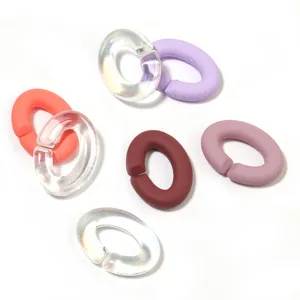 Eslabones abiertos de acrílico en forma de C, accesorios de joyería DIY transparentes y coloridos.