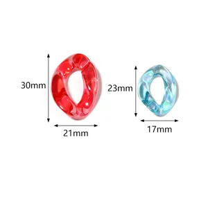 Acrylic translucent chain link DIY accessories, colorful smooth open ring for earrings and glasses chains.