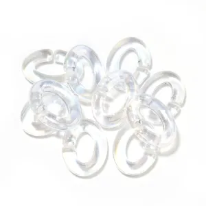 Eslabones ovalados de acrílico transparente, anillos en C para joyería DIY y pendientes.