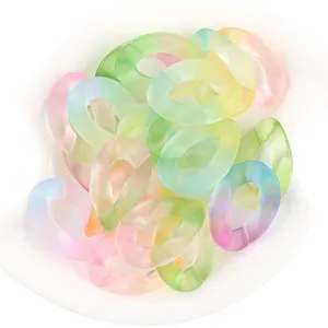 Acrylic translucent open chain links colorful frosted DIY glasses chain jewelry detail