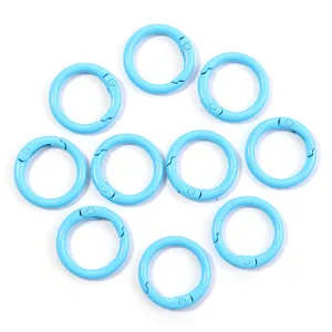 Round zinc alloy spring rings light blue mini trigger snap hooks for bags keychains accessories
