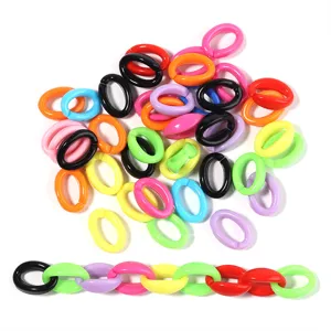 Enlaces de cadena abiertos ovalados de acrílico de colores, anillos en C para aretes.