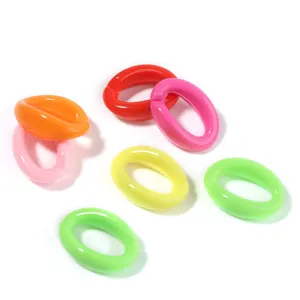 Anillos abiertos acrílicos coloridos en forma de C, cadenas de joyería DIY para pendientes.