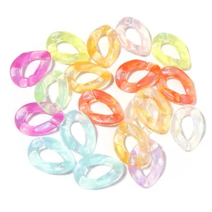 Acrylic translucent open chain links detail shot, colorful DIY accessories for handmade jewelry.