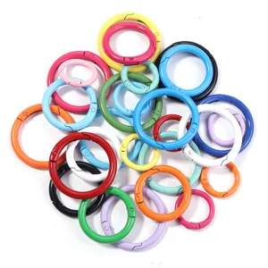 Colorful Round Zinc Alloy Spring O-Rings Lacquer Finish Keychain Bag Hook Buckle DIY Jewelry Finding Connectors Accessories