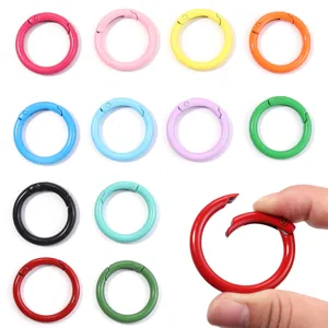 Colorful spring O rings zinc alloy round snap hook bag keychain accessories hardware parts