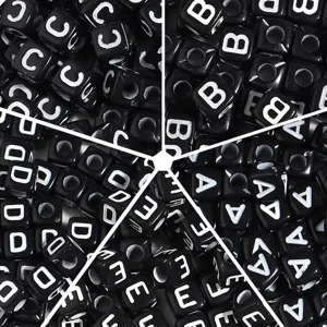 Square Acrylic Alphabet Beads Black White Letter Beads For DIY Bracelet Necklace Jewelry Making Loose Beads Accessories