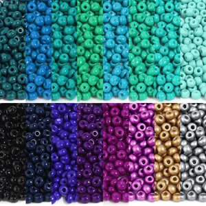 Colorful round glass seed beads for DIY jewelry making and clothing accessories detailing.