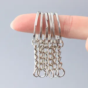 Metall Doppelring Schlüsselanhänger mit kurzer Kette, DIY Handwerk Hängering Zubehör.