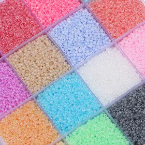 Colorful 2mm glass seed beads for DIY jewelry making bracelets crafts storage box set