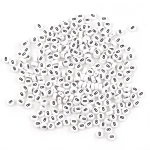 Cuentas redondas planas blancas de acrílico número 8 cuentas sueltas para pulsera DIY joyería.