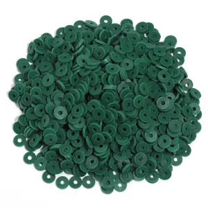 Perles d'espacement en argile polymère verte en vrac 6mm plat rond en vrac fournitures DIY.