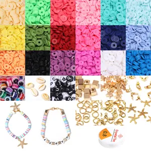 24 Grids Polymer Clay Beads Kit DIY Bracelets Making Set Letter Charms Craft Supplies