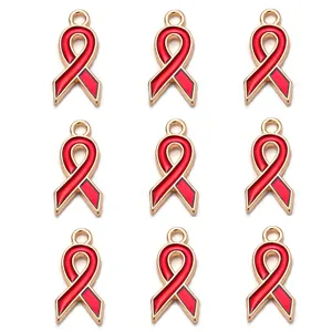 Rote Schleife Anhänger, Metall Emaille DIY Schmuckherstellung Pendants, 9 Stück für Ketten.
