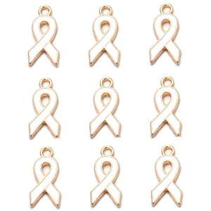 Vergoldete Legierung weiße Emaille Bewusstseinsband Anhänger für DIY Halskette Schmuck