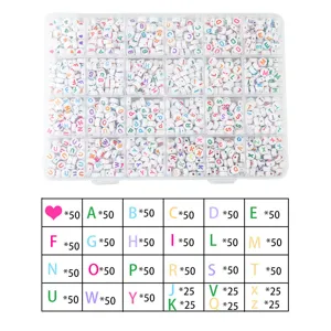 24-grid colorful letter beads DIY craft set with storage box, alphabet beads for jewelry making.