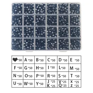 24-grid black letter beads storage box DIY handmade craft set with quantity chart details