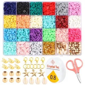 24 grids colorful polymer clay beads kit with letter beads and DIY jewelry making accessories
