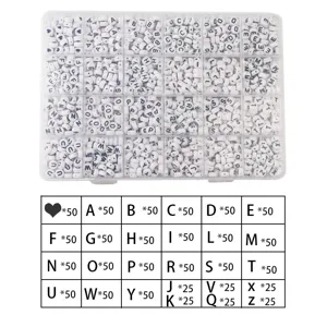 24 grid DIY alphabet letter beads set with storage box, custom jewelry making craft kit for kids.