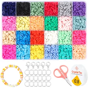 24 grid polymer clay beads kit with letter beads and DIY jewelry making accessories set.