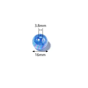 Blue acrylic crackle bead 16mm round loose bead DIY handmade jewelry making component detail