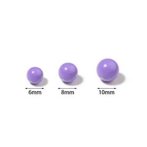 Perles rondes sans trou violet macaron acrylique accessoires bijoux DIY 6mm 8mm 10mm