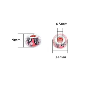 Resin large hole bead faceted flat DIY charm bead for bracelet necklace crafting 14mm