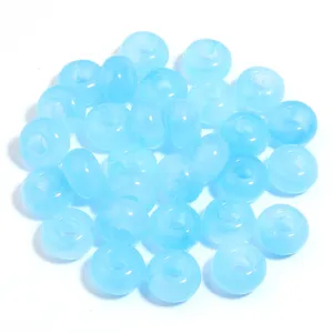 Light blue acrylic abacus large hole beads, transparent spring color diy bracelet jewelry parts.