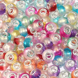Colorful resin large-hole beads for DIY bracelets and necklaces, sparkling craft beads.