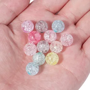 Colorful crackle glass beads round loose beads for DIY handmade jewelry making crafting supply