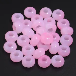 Pink translucent acrylic abacus beads large hole loose beads DIY jewelry parts detail.