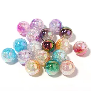 Colorful acrylic crackle beads for DIY handmade jewelry bracelets and necklaces crafting projects.