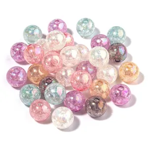 Colorful acrylic crackle beads loose round transparent crystal beads for DIY handmade jewelry making