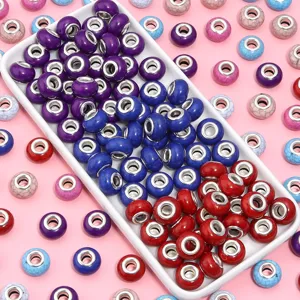 Resin large hole beads colorful faceted spacer beads for DIY bracelets and necklaces making crafts.