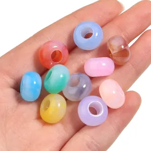 Colorful acrylic large hole loose beads, translucent diy bracelet spacer jewelry parts